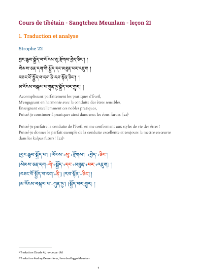 Leçon 21 — Sangtcheu meunlam 1