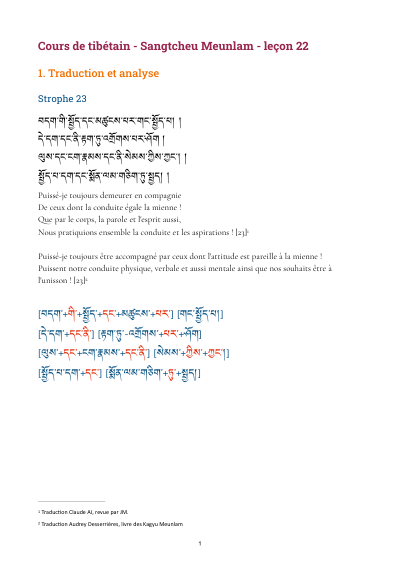 Leçon 22 — Sangtcheu meunlam 1