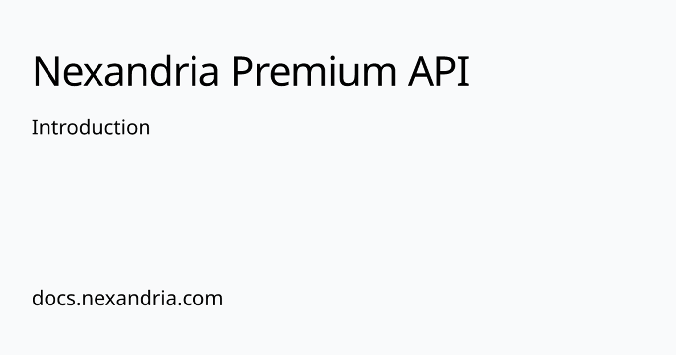 Introduction | Nexandria Premium API