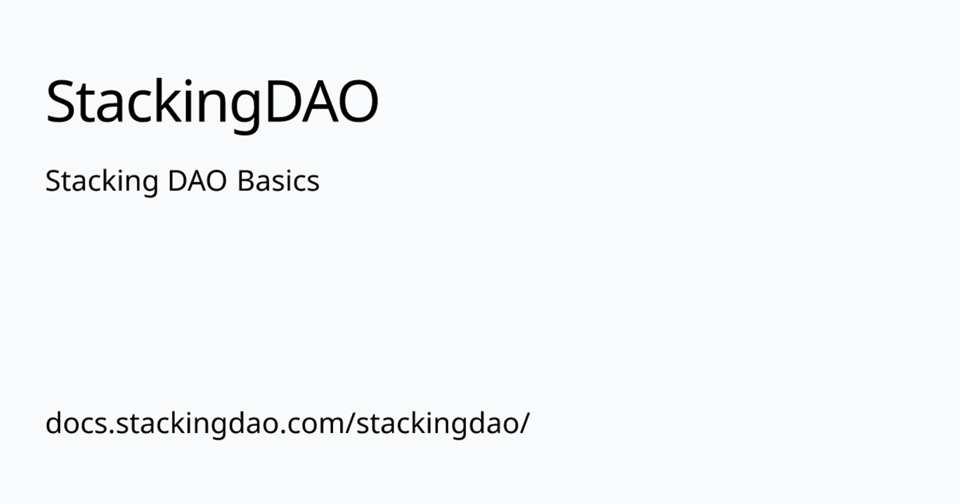 Stacking DAO Basics | StackingDAO