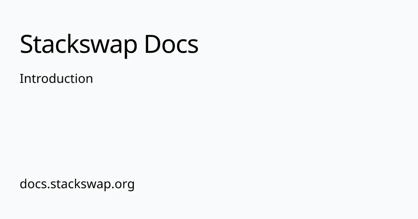 Introduction | Stackswap Docs