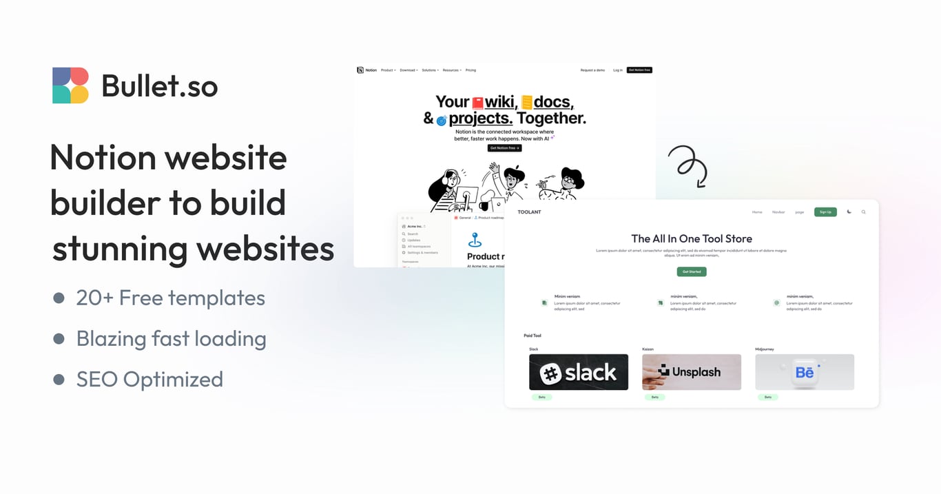 Notion website builder to create stunning websites in minutes | Bullet.so
