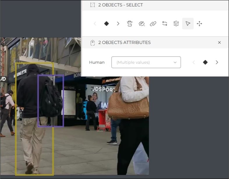 Only common attribute is displayed when multiple objects are selected