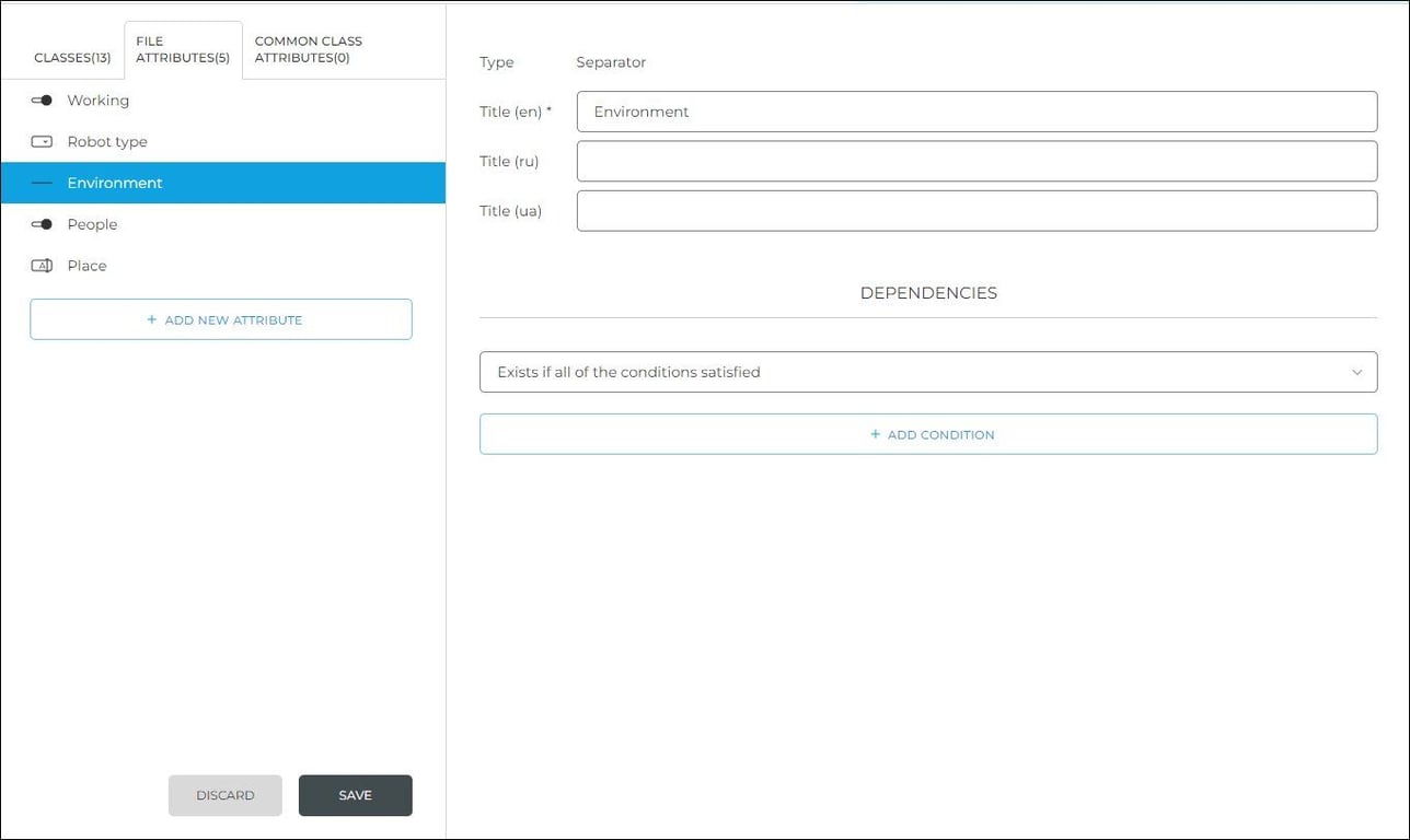 Example of setting up 'Separator' attribute