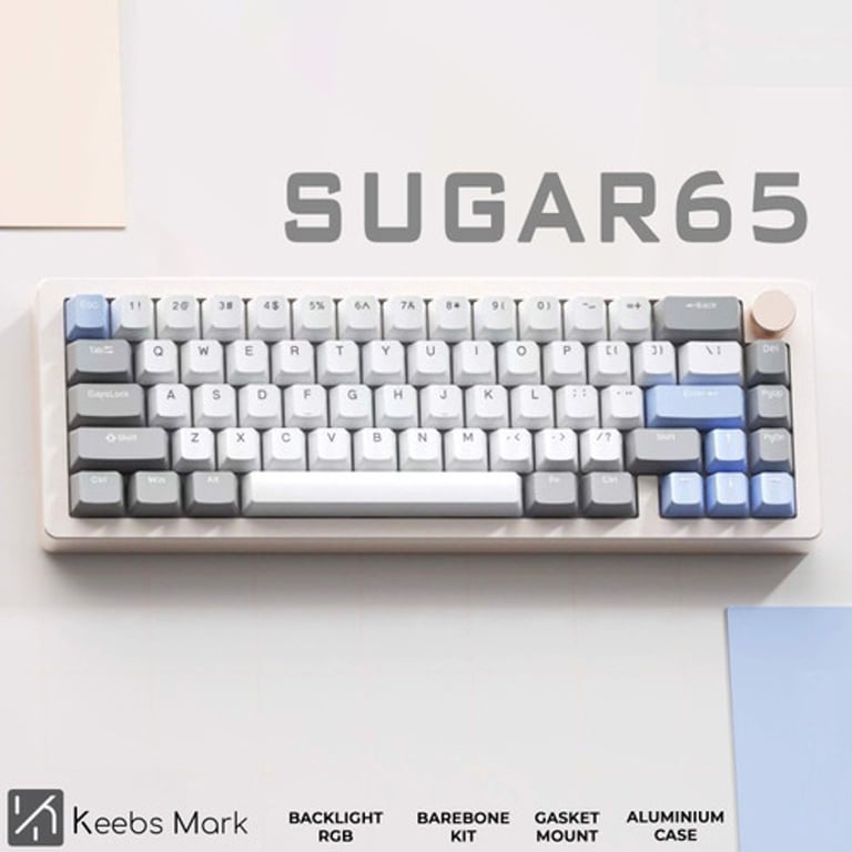 SUGAR65 Gasket Mount Aluminium Mechanical Keyboard  (Barebone Kit) - Silver di KeebsMark | Tokopedia