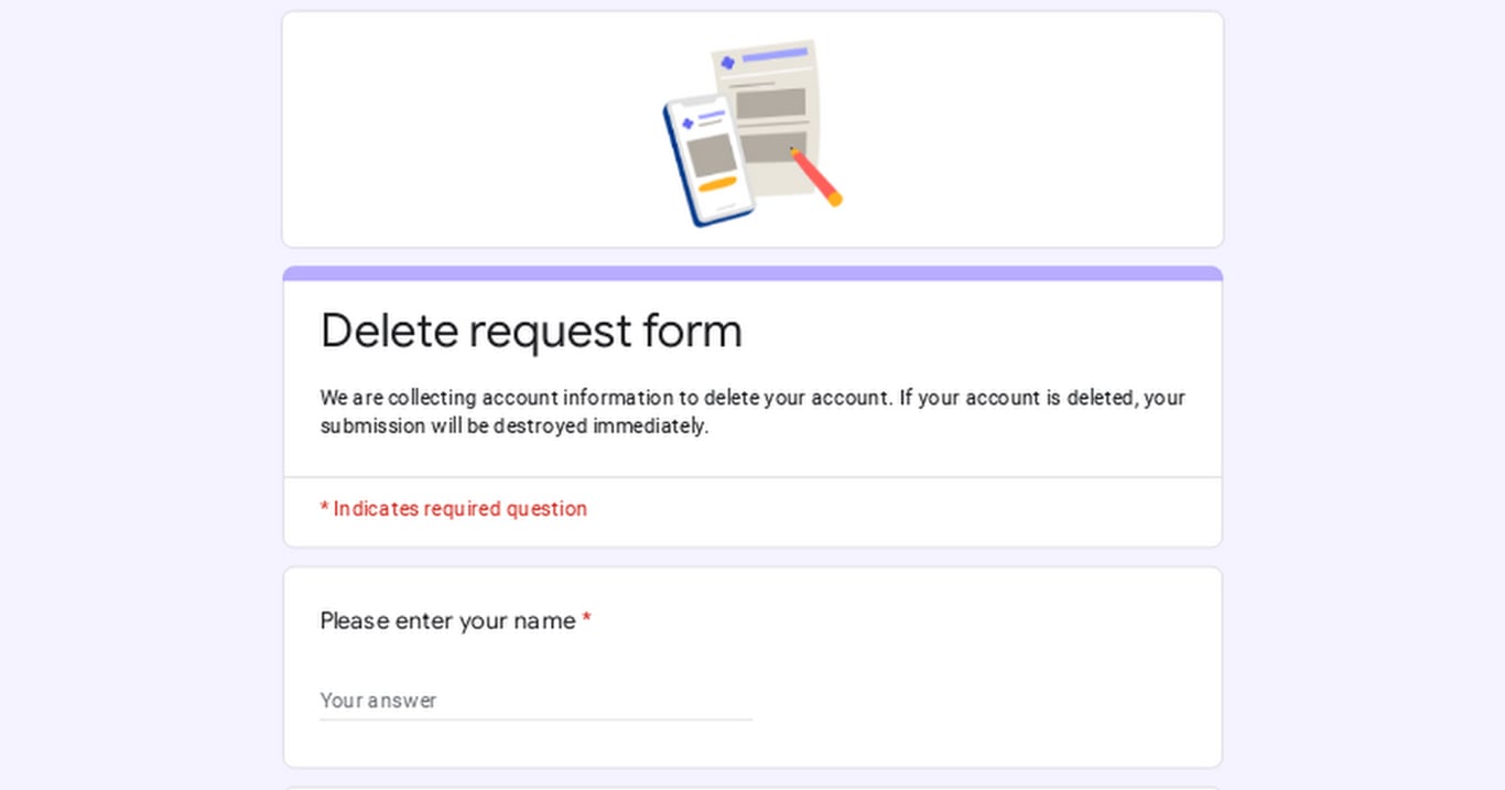 Delete request form