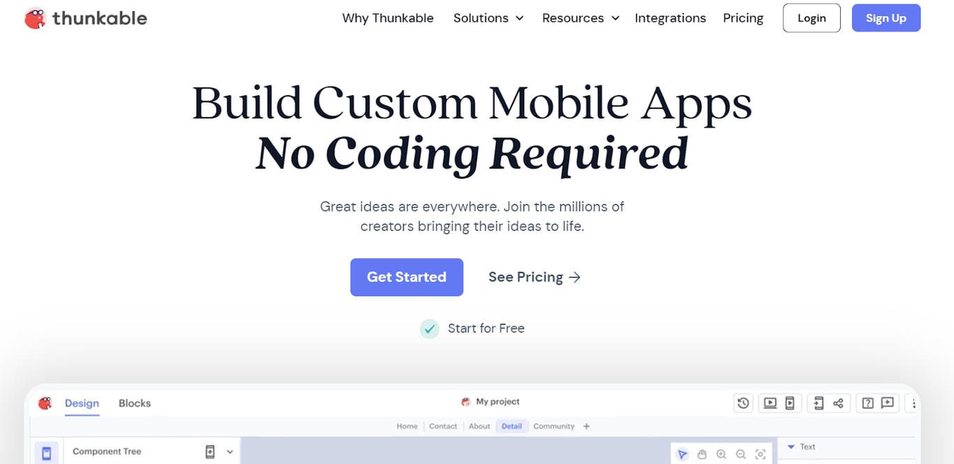 Features and pricing of Thunkable | Zeroqode Blog