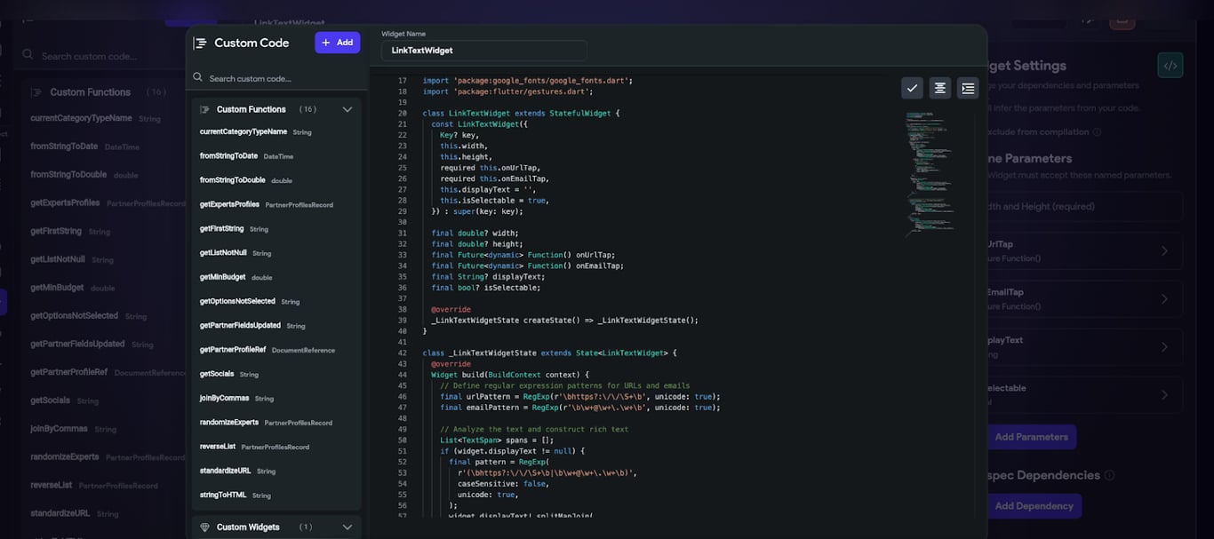 custom code feature of Flutterflow | Zeroqode Blog