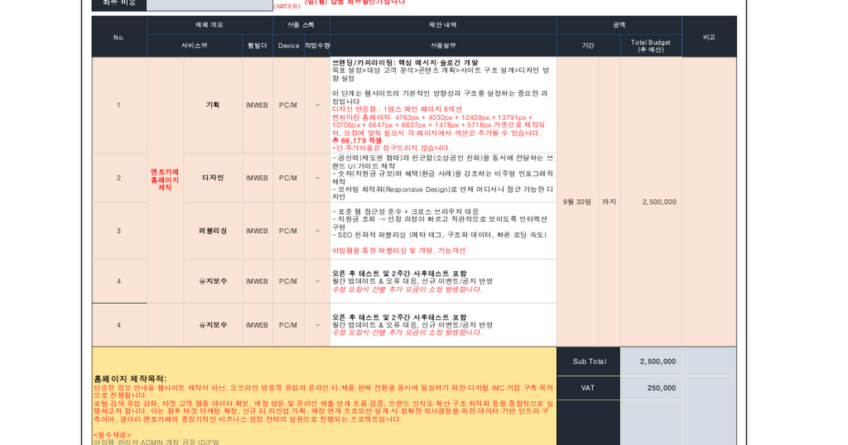 멘토카페 홈페이지 제작 견적서_20260901