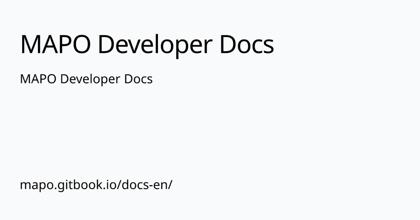 MAPO Developer Docs | MAPO Developer Docs