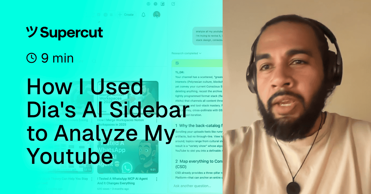 How I Used Dia's AI Sidebar to Analyze My Youtube