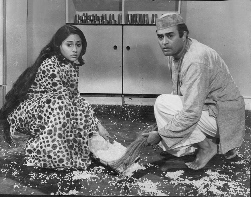 sanjeev kumar and jaya bhaduri in koshish.