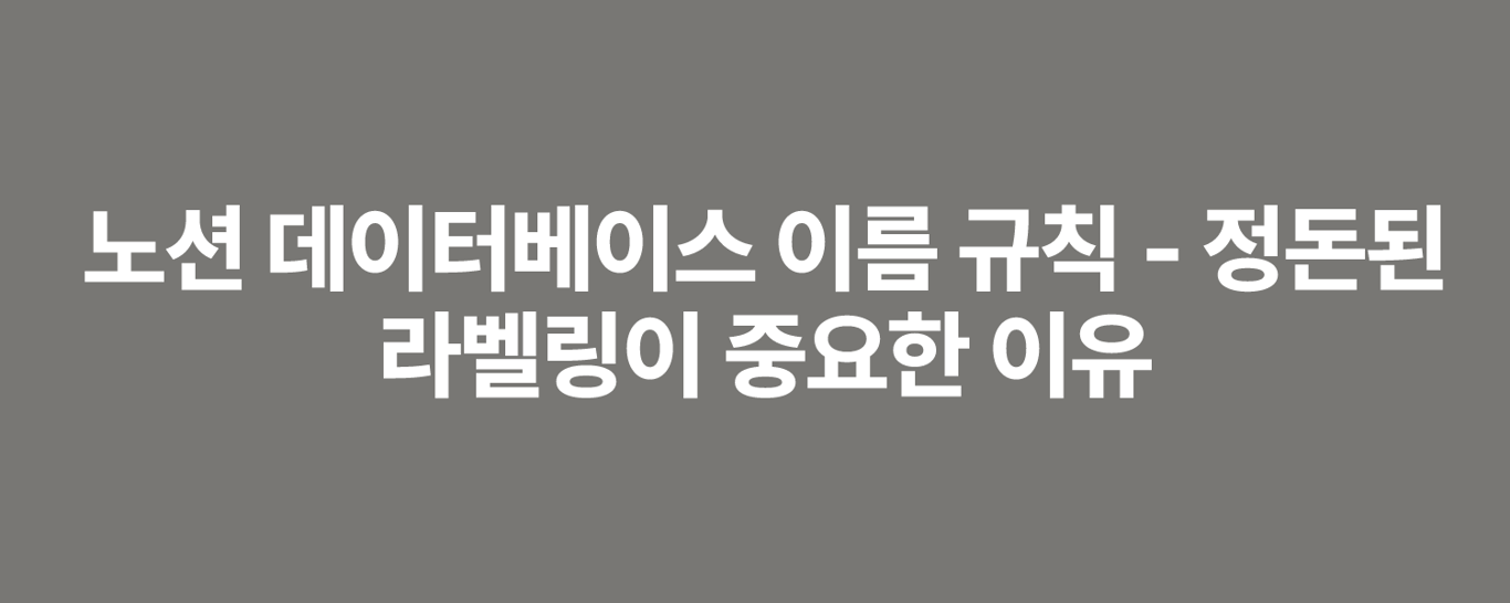노션 데이터베이스 이름 규칙 - 정돈된 라벨링이 중요한 이유