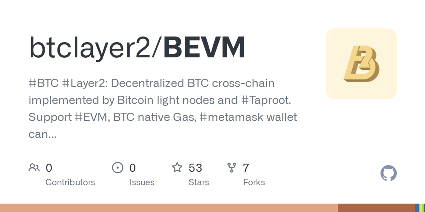 GitHub - btclayer2/BEVM: #BTC #Layer2: Decentralized BTC cross-chain implemented by Bitcoin light nodes and #Taproot. Support #EVM, BTC native Gas, #metamask wallet can be used directly