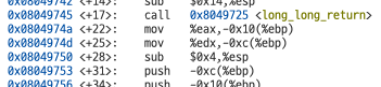 eax 4바이트는 -16부터, edx 4바이트는 -12부터 기록했다.