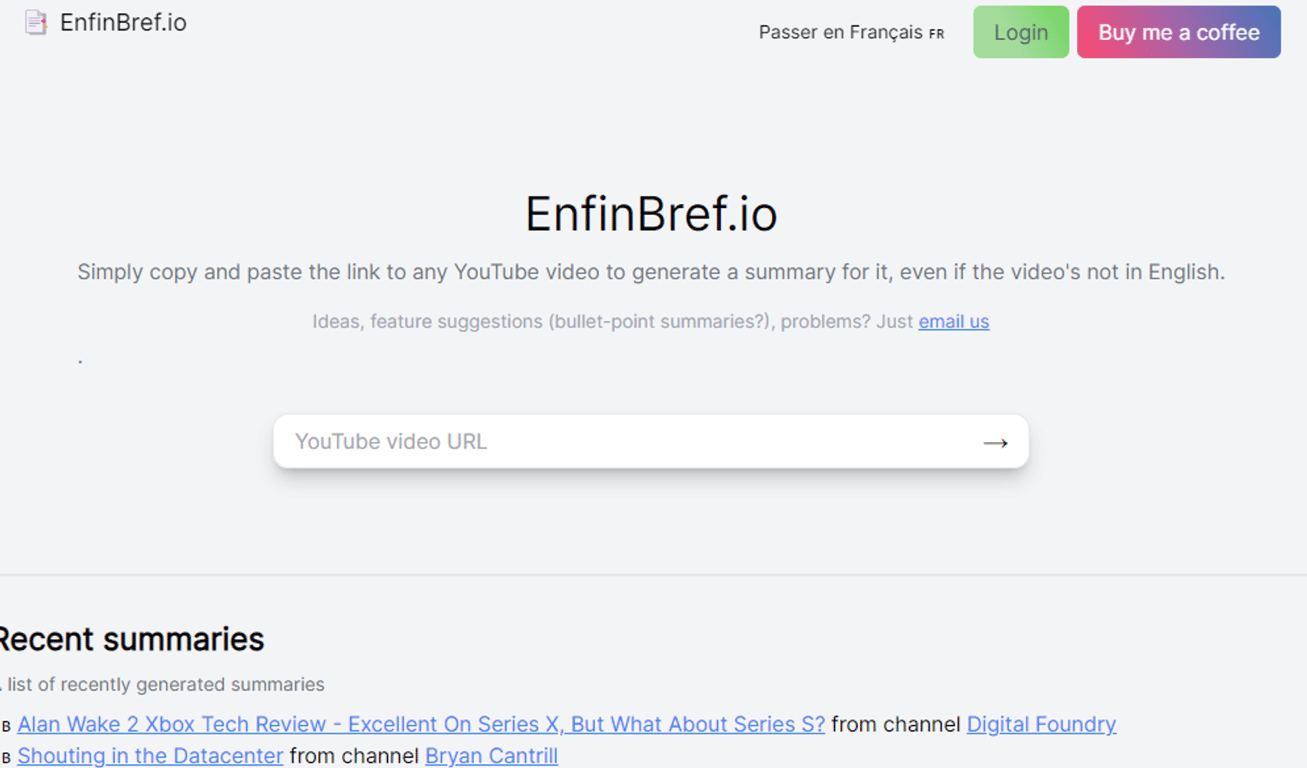 EnfinBref.io: Resúmenes de YouTube con IA
