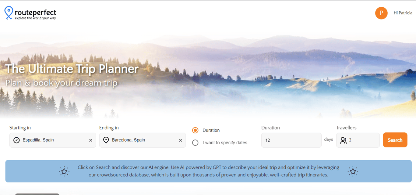 RoutePerfect: Planificador de viajes personalizado con IA