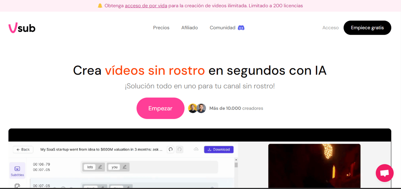 VSub.io: Automatización de videos de reddit con IA