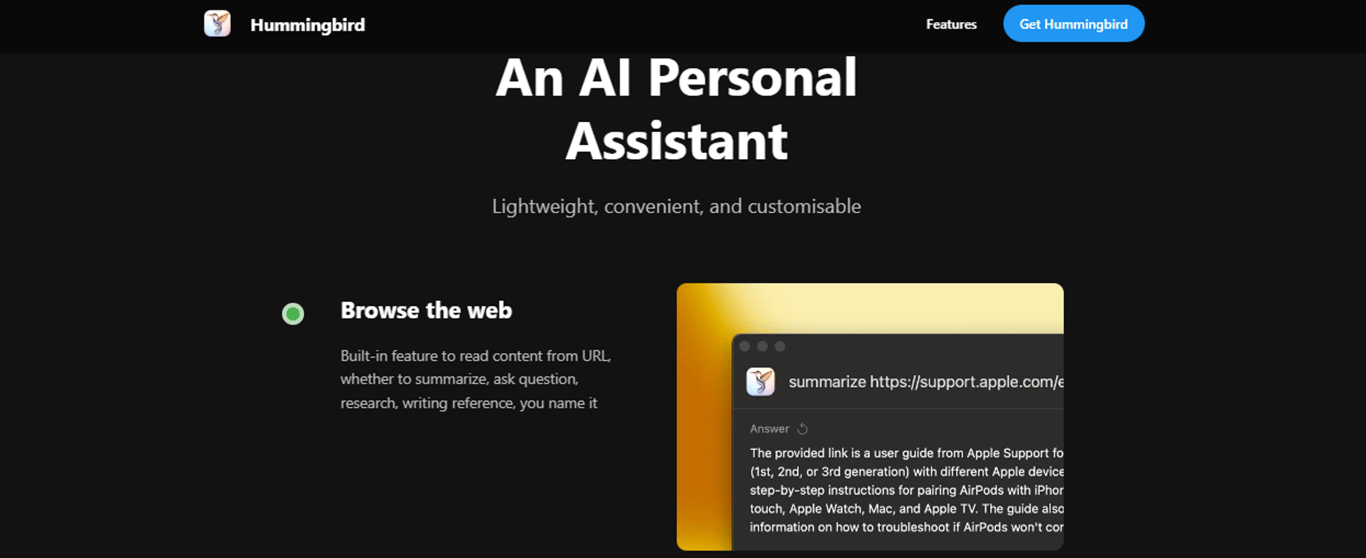 Hummingbird: El asistente personal de OpenAI para macOS