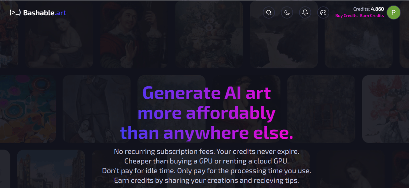 Bashable.art: Democratizando el arte AI a bajo Costo