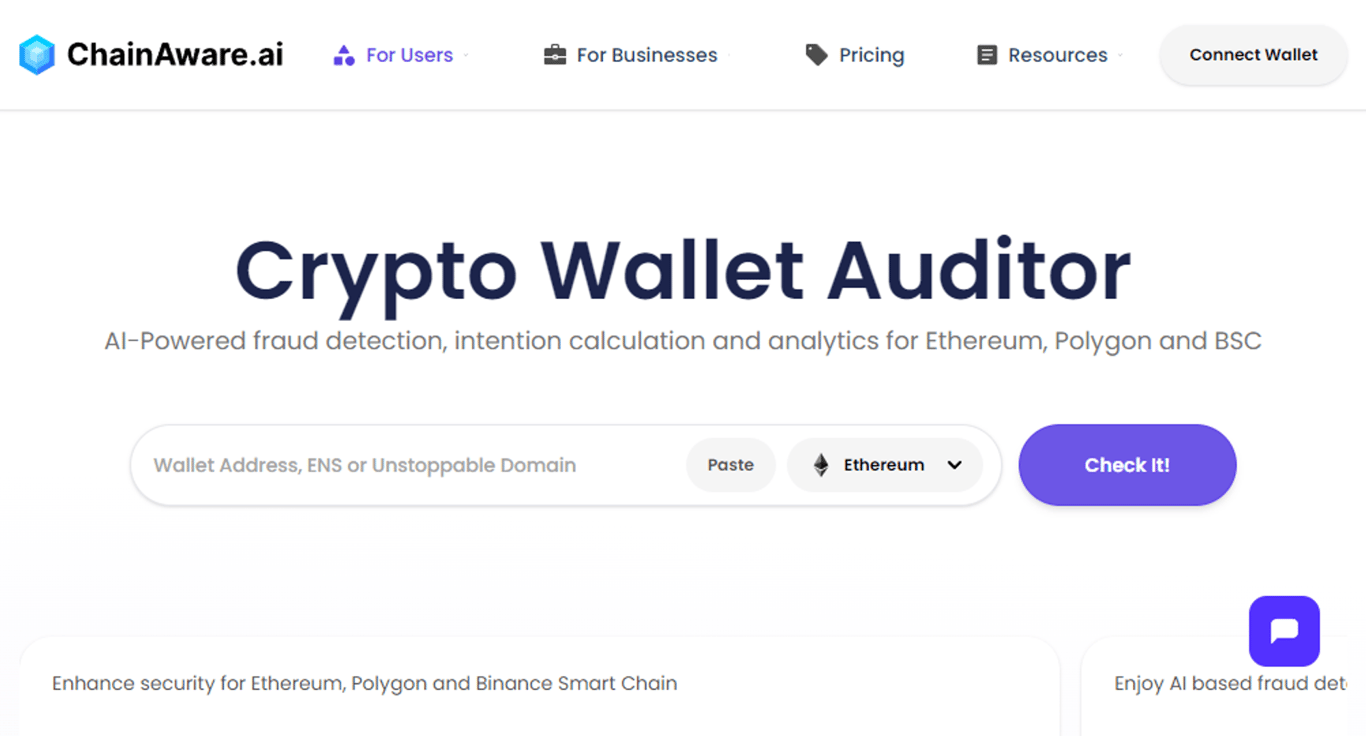 ChainAware.ai: Auditoría avanzada de carteras Cripto con IA
