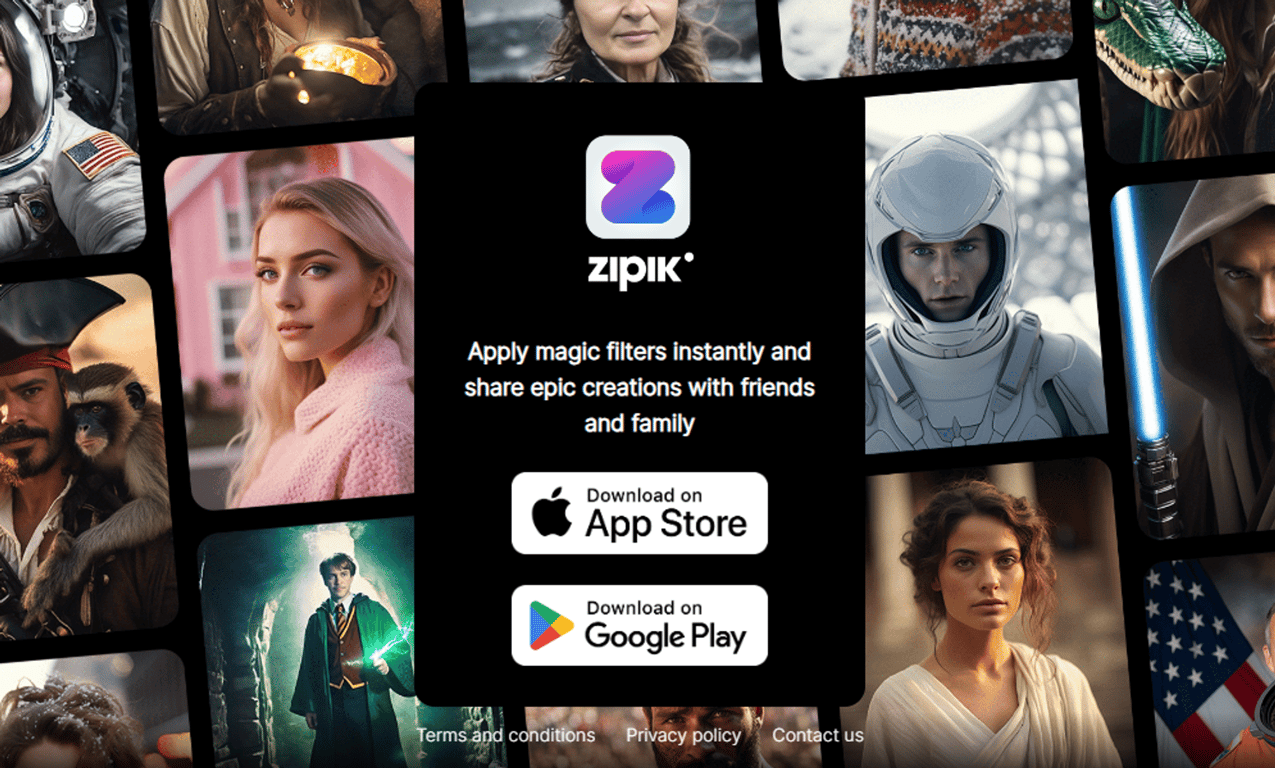 Zipik: Magia de IA para transformar tus retratos