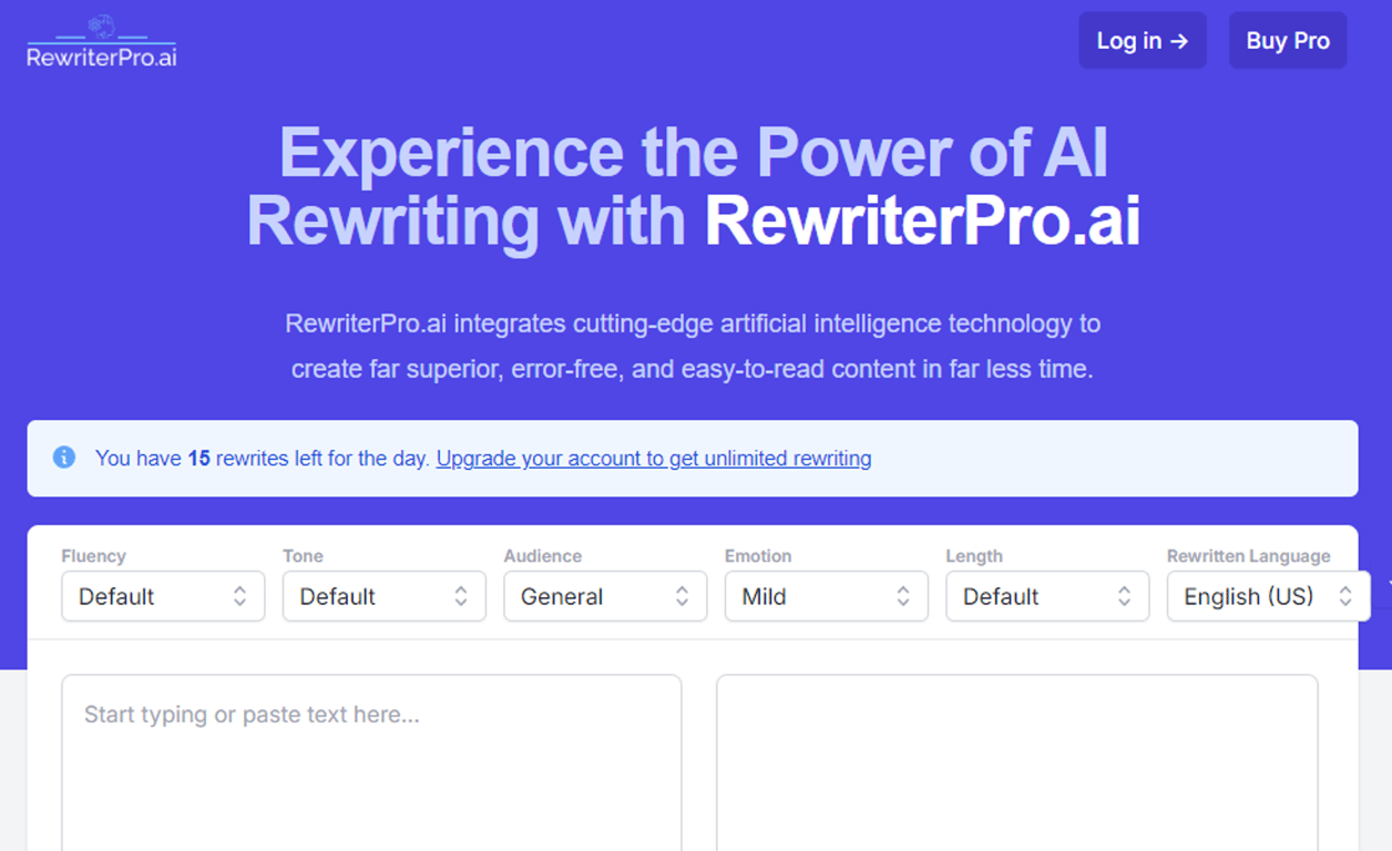 RewriterPro.ai: Transforma tus textos con IA
