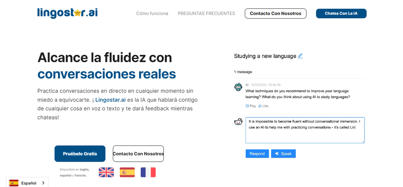 Lingostar: Alcanza la fluidez con conversaciones IA