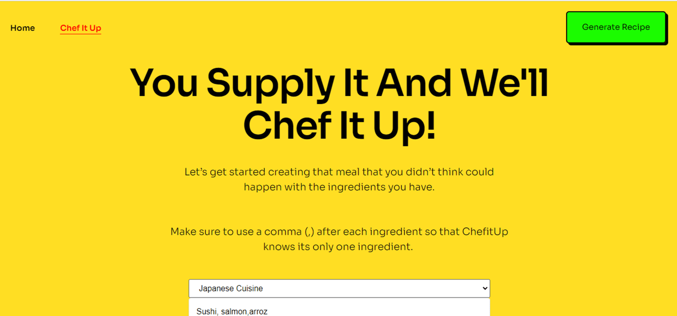 Chef It Up: Cocina fácil con recetas AI personalizadas