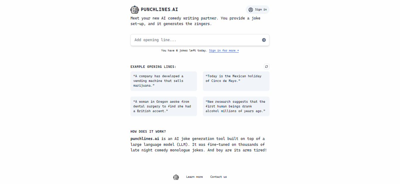 Punchlines.ai: Transforma tu humor con un socio de escritura AI