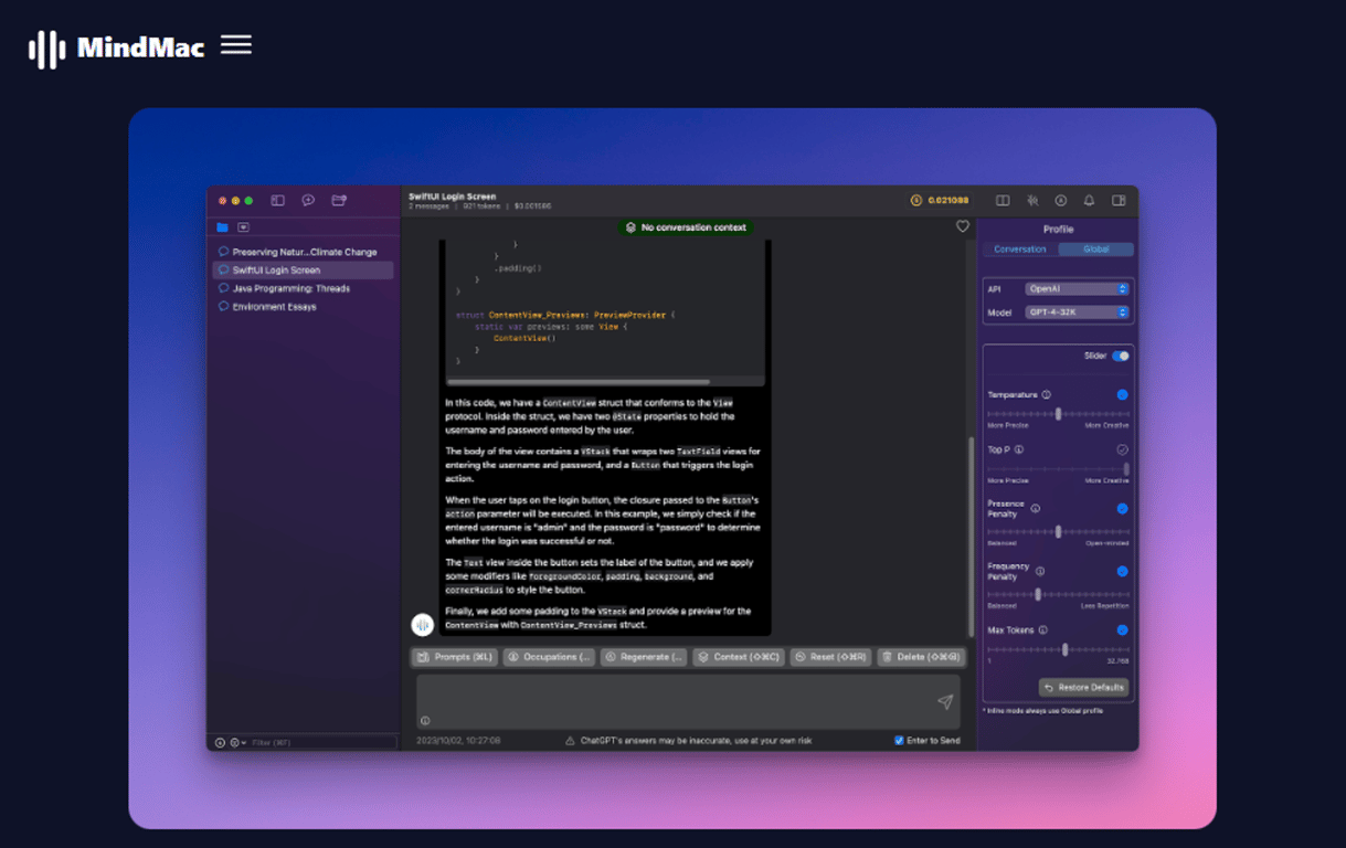 MindMac: Cliente de ChatGPT optimizado para macOS