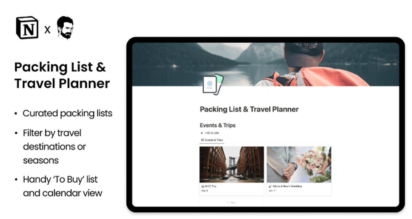 Notion Packing List Travel Planner Template