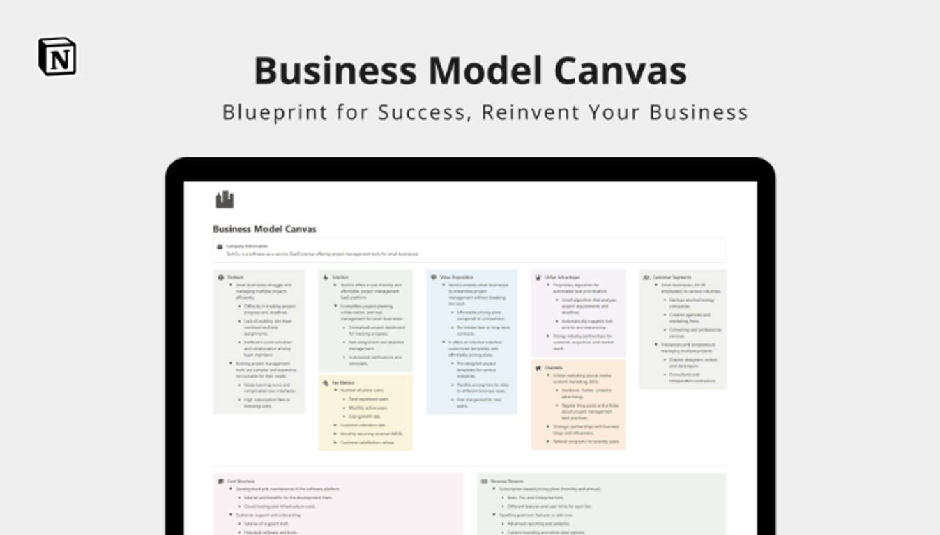 Business Model Canvas Notion Template