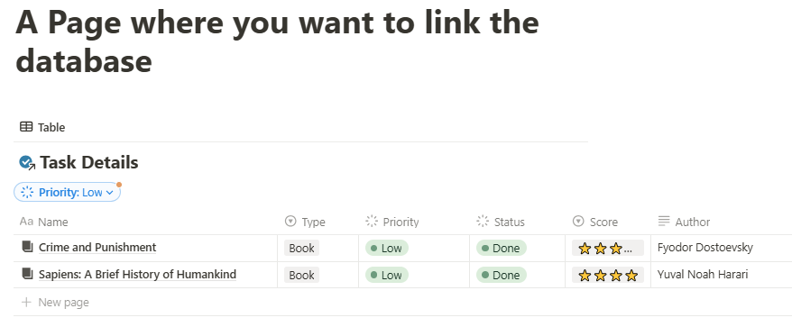 Customizing linked database