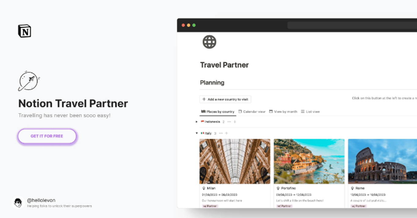 Notion - Travel Partner