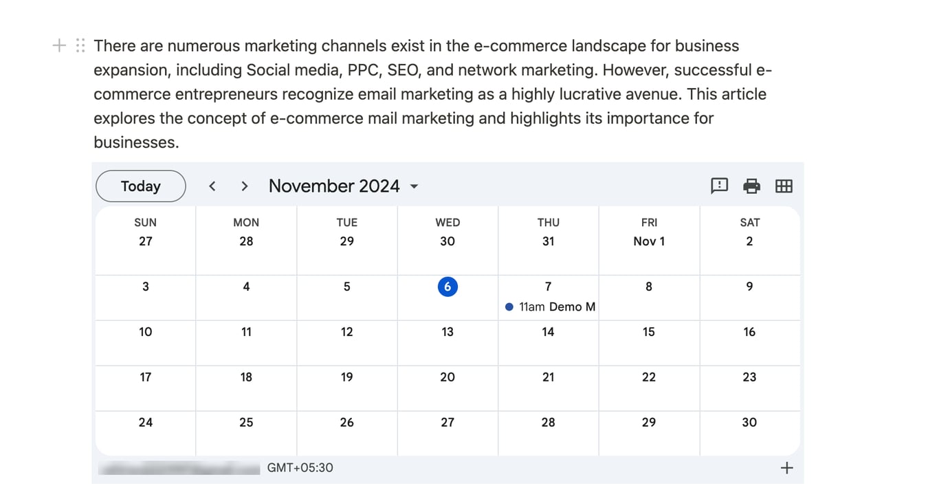 Embedded Google Calendar