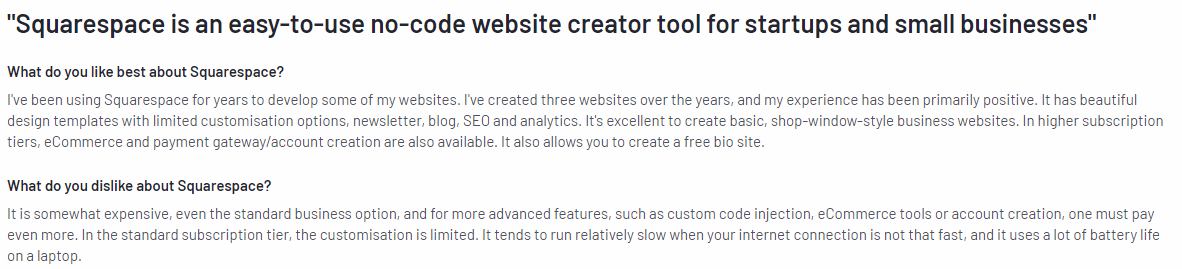 A Review from squarespace users