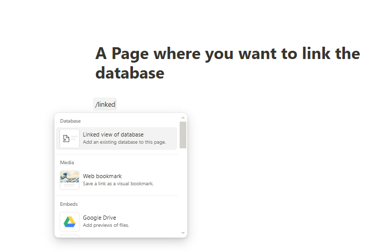 Linked view of database