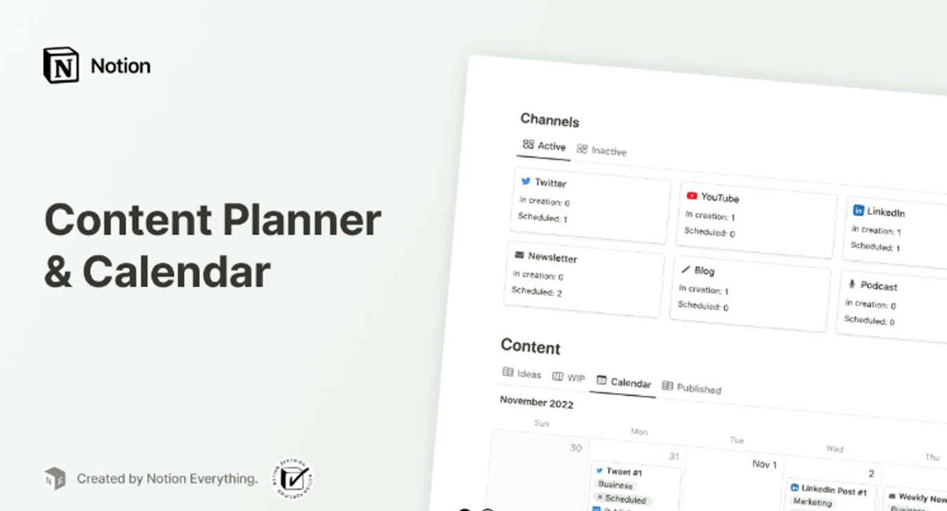 Content planner and calender