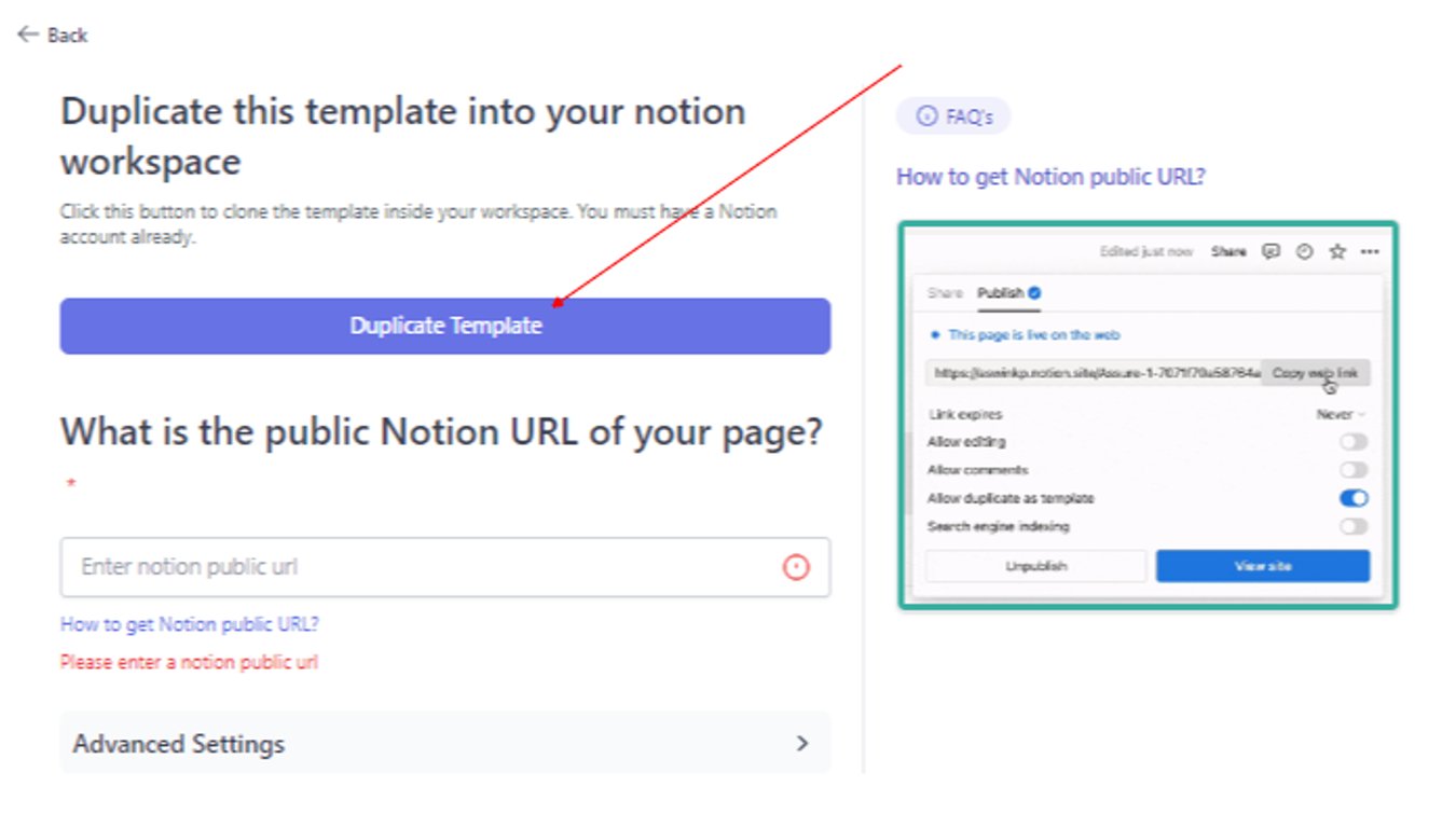 Duplicating Notion portfolio template in Bullet.so