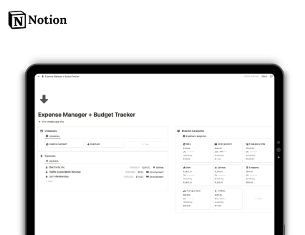 Simple Finance Tracker Notion