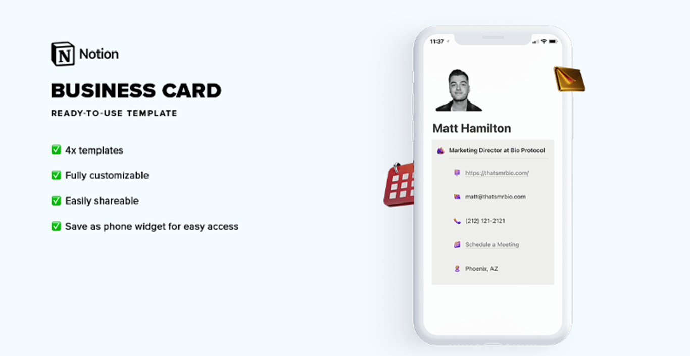 Business Card Notion Template