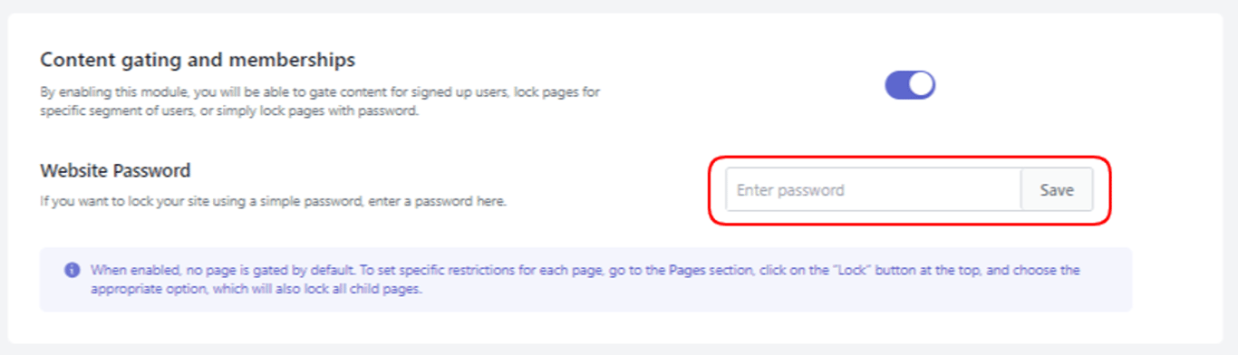 Adding password to the page