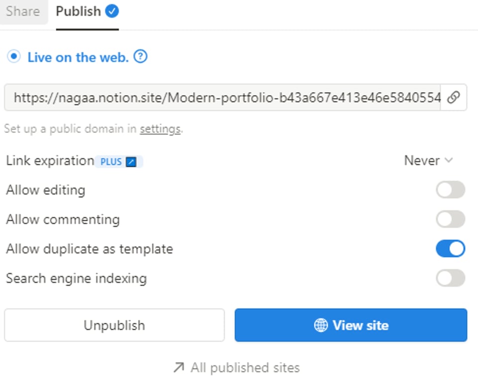 Make your Notion page live on the Web