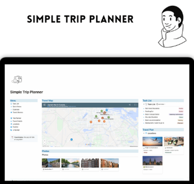 Simple Trip Planner Notion Template