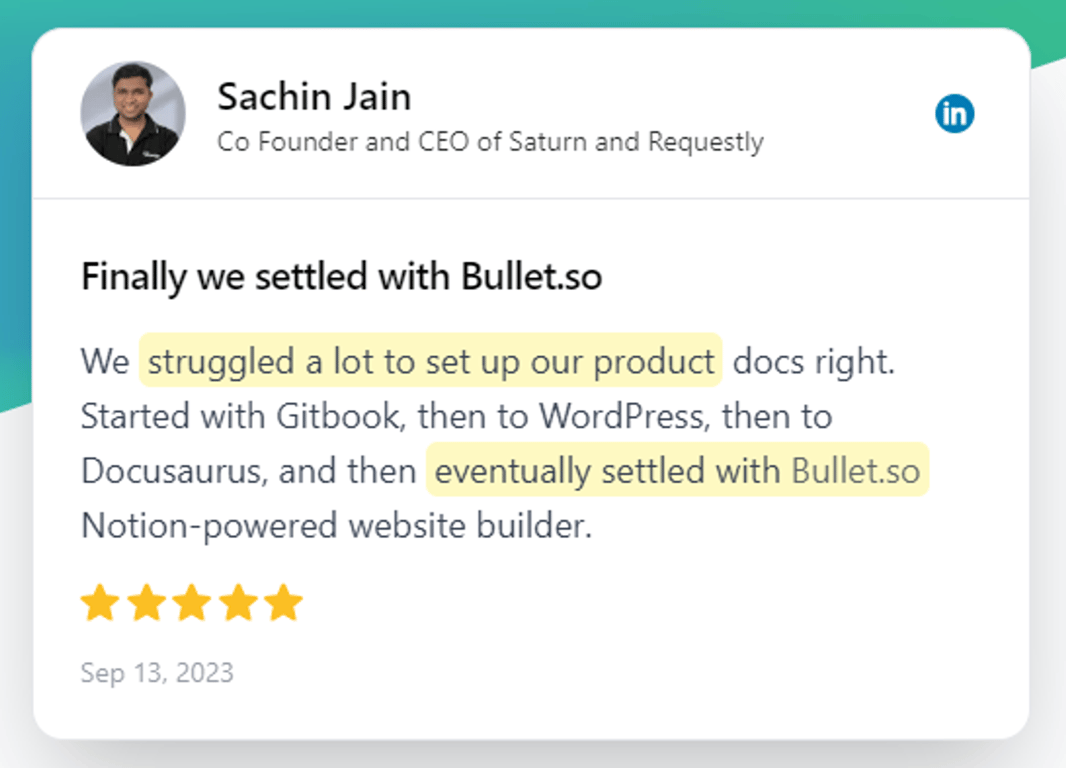 Review of Bullet’s user