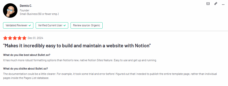 A review from bullet user