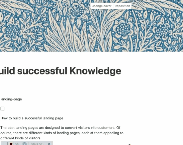 Selecting a cover image from Notion’s built-in image gallery