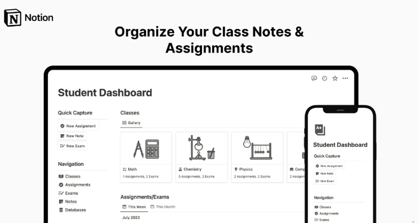 Notion Student Dashboard