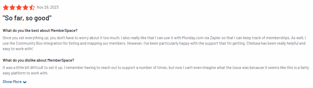 A review fro MemberSpace user (G2)